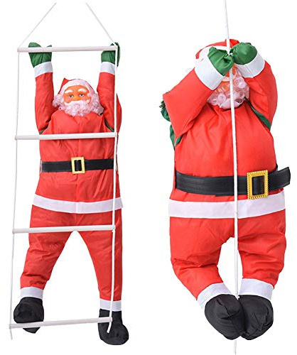 Weihnachtsmann Weihnachtsanhänger Weihnachtsmann hängende Puppe Treppe Seil Klettern Neujahrsbaum Dekoration Anhänger für Weihnachtsbaum 50 cm (mit Leiter)