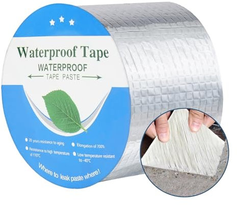 Flintronic Ruban Butyle super étanch, 5m x 100mm x1mm adhésive caoutchouc butyle en aluminium Ruban Butyle, pour fuite de toit, façades, écart de rebord de fenêtre, rupture de tuyau