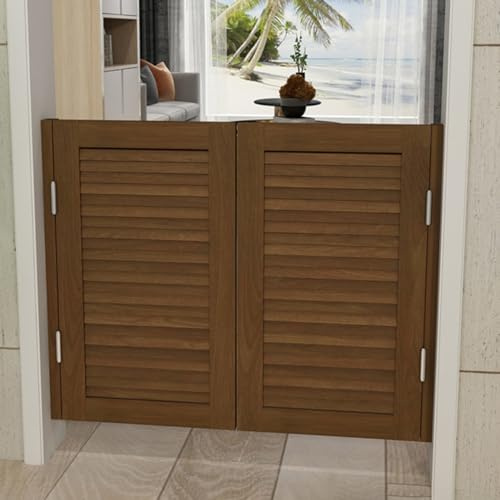 Saloon Porte Portes de Carré Fabriquées à la Main à 2 Panneaux, Porte de Café d'Oscillation à Persiennes en Bois Massif, Porte de Taille d'Entrée de Couloir Intérieur, Portes Cowboy à Double Action à