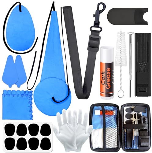 Saxophone Sax Cleaning kit with Case，Cork Grease,Swab,Cleaning Cloth and More Workable for Wind & Woodwind Struments Clarinet Flute Cleaner Maintenance Kit