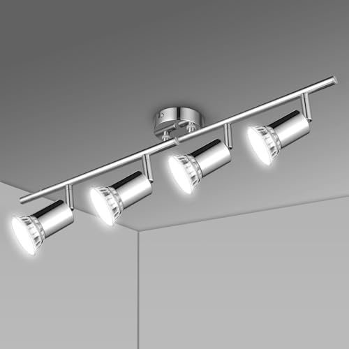URAQT Faretti da Soffitto Orientabili, Faretti LED da Soffitto con 4 Attacco GU10, Lampadario Faretti LED Soffittos, Moderna Faretto da Parete Interno per Barra, Cameretta, Cucina, Senza Lampadina