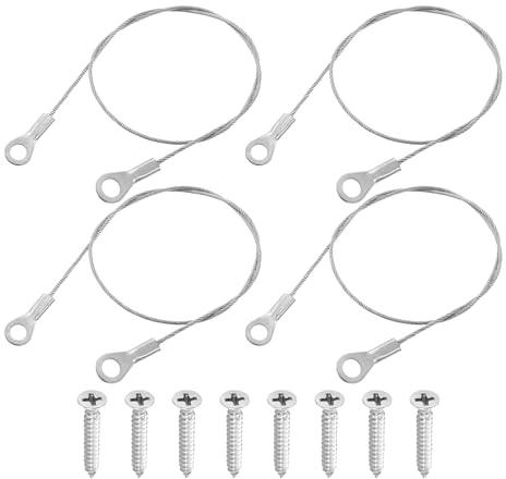 QUARKZMAN 4 Stück Drahtseil Edelstahl, 30cmx1,5mm 304 Edelstahl Stahlseil mit Ösen Verbindungsmittel mit Selbstschneidenden Schrauben für Verbinden Möbel Lampenaufhängung