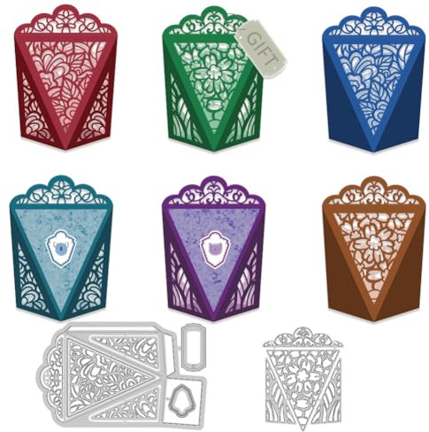 DELORIGIN Stanzformen Für Hohlboxen Stanzformen Aus Metall Zum Quetschen von Geschenkboxen Stanzschablonen Rahmen Candy Box Prägeschablonen Zum Prägen Scrapbooking Basteln Festival Dekor