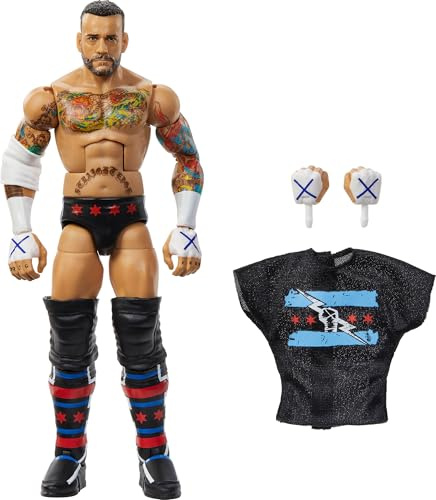 Mattel WWE Elite Series115 CM Punk Figura de acción y accesorios, figura de acción coleccionable de 15,24cm con 25puntos de articulación y manos intercambiables, JCH99
