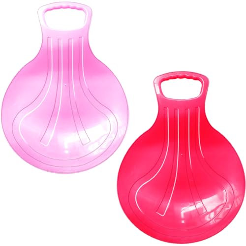 2 Stück Schneeschlittenbrett Kinder Poporutscher zum Rodeln Snowboard Outdoor-Spielzeug für den Winter Schneeschlittenbrett mit Griff für Kinder zum Porutschen Schlittenfahren (Rosa Rot)