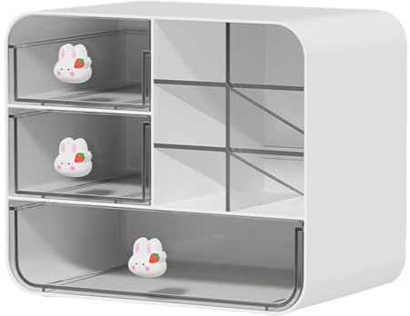 Organiseur de bureau avec tiroirs, tiroirs de rangement empilables à 3 niveaux, rangement de maquillage, organisateurs et rangement de bureau, boîte de rangement de bureau pour bureau, école, maison