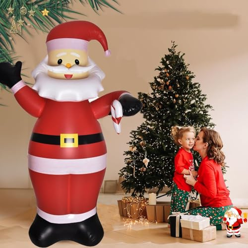 2M Aufblasbarer Weihnachtsmann Außen, Aufblasbarer Weihnachtsmann Mit LEDs, Weihnachtsmann Aufblasbar, Weihnachtsdeko Outdoor Gartendekoration Weihnachtsmann Figur Outdoor