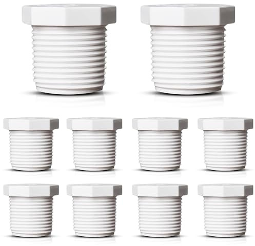PVC Schedule 40 Male Thread Plug, White, 1/2, Male Pipe Thread Fitting End Cap for Water Supply, Irrigation and Plumbing