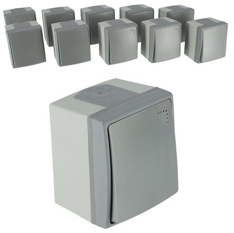 Lot de 10 interrupteurs va-et-vient étanche - protection IP55