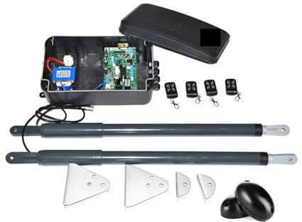 Gate Opener， 12VDC 220VAC Swing Gate Motor Telescopic Motorization Kit for Double Leaf Gate Support Back-up Battery Y Solar Powered,Smooth Operation(Kit3)