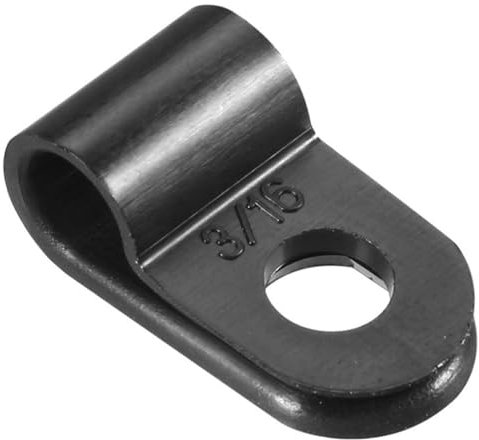 TA-VIGOR 100Pcs Nylon R-Type Cable Clamp Clips, 5mm Plastic Cable Clamp Assortment Kit Fastener, Plastic Wire Clamp Clips for Electrical Cable Wire Conduit Cable Management, Black CC-0.5