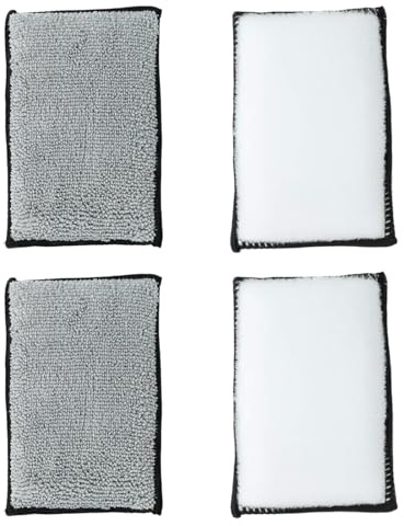 Scrub Pads Car Detailing, Car Cleaning, 4 Pcs Car Double Sided Velvet Towel, Car Cleaning Sponge, Car Wash Sponge, Scrubbing Sponge for Car Upholstery