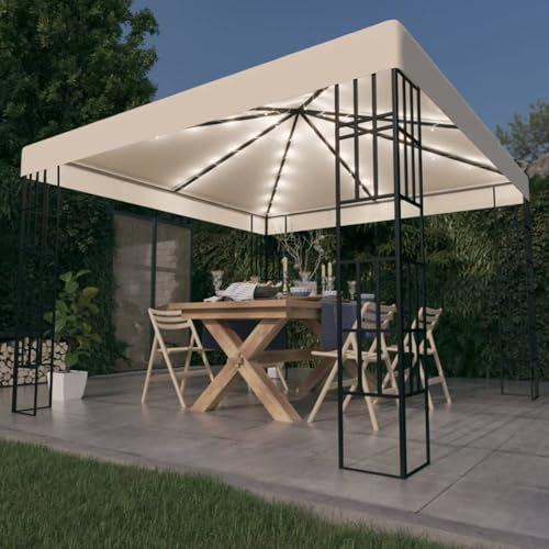 Xichuzi Pavillon, Faltpavillon, Pergola, Partyzelt, Standmarkise, Sonnenzelt, Garten Pavillion, Grillpavillon, 3x3 m Cremeweiß
