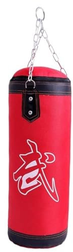 LUOKEKE Boxsack Stehend Punch Sandbag Langlebig Boxen Schwerer Boxsack mit Metallkette Haken Karabiner Fitness Training Hook Kick Fight Karate Taekwondo Boxsack Erwachsene(Red60cm)