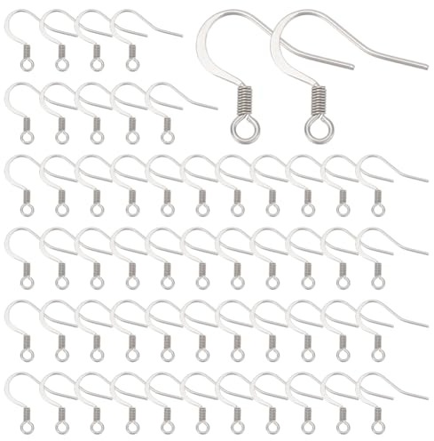 UNICRAFTALE 100 ganci per orecchini in acciaio inox, in metallo, stile francese, a goccia, 2 mm, per la creazione di gioielli, fai da te