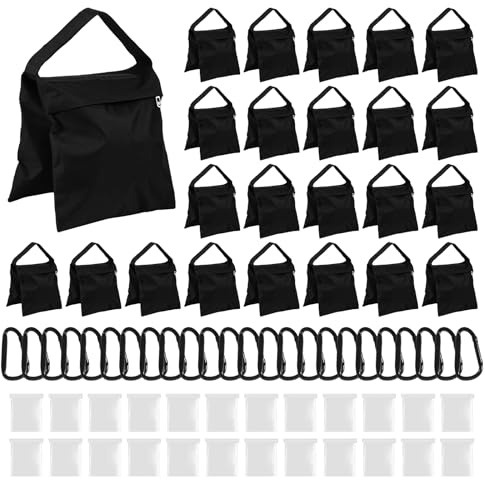AiVeUao 24 Pack Sandbags Weight Bags for Photography Equipments, Photography Sand Weight Bags, Heavy Duty Sandbags for Backdrop Stand, Outdoor Canopy, Photo Tripod,Pop up Tent, Umbrella Base (Black)