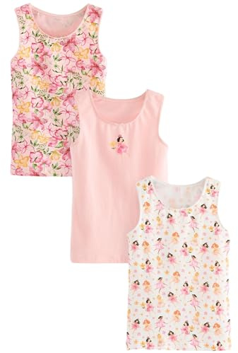 NEXT Mädchen 3er-Pack Stampy Trägertops Rosa/Weiß 134-140