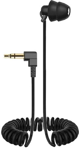 Auricolare Mono cablato - Presa audio su un solo lato, cavo a molla | Cuffie nell'orecchio, Auricolare di isolamento acustico, Connettore compatto da 3,5 mm, Germoglio di conduttore a mani libere,