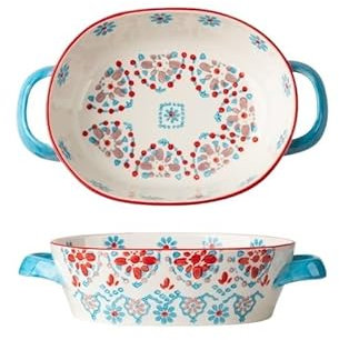 yixinzi-2024 Fuente para Hornear Cacerolas de cerámica for Horno, Juegos de Utensilios con Asas, bandejas for lasaña, aptas for microondas y lavavajillas. Bandeja para Hornear