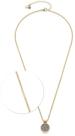 JEWELS BY LEONARDO Halskette Odelle • Weitanker-Kette aus goldfarbenem Edelstahl • runder Anhänger mit funkelndem Achat-Stein • 45-50 cm Länge • Schmuck Geschenk für Frauen • 024938