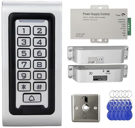 AccessShield Sistema Control de Acceso para Exteriores,Impermeable,con alimentación de 12V DC,Interruptor de Seguridad, Cerradura eléctrica Llavero,Ideal para viviendas,Apartamentos Otros Edificios