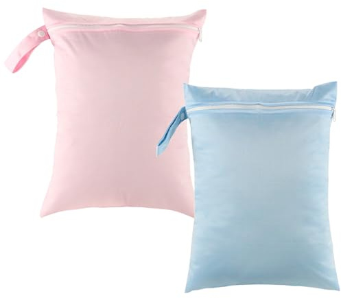 2 Sacchetti Borsa per Biancheria da Viaggio, Sacchetti per Pannolini con Chiusura a Zip Impermeabili 40×30 Cm, Sacchetti Riutilizzabili per Biancheria Asciutta e Bagnata per il Nuoto, i Viaggi
