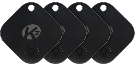 KZO Tracker Tag 4 Pack Localizzatore Compatibile con iOS e Android, Trova Telefono, Suono Forte, Batteria Sostituibile, per Chiavi, Portafoglio, Zaino