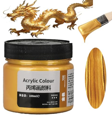 Nurila Acrylfarbe Gold Set,100ml Wasserfest Und Lichtecht | Hochwertige Acrylfarbe, Schnell Trocknend Für Stoff, Möbel, Holz, Ton, Leinwand, Bastelbedarf R Kunst
