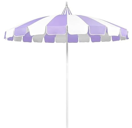 IMUNKT 2.6m Grand Pagoda Parasol De Jardin, Parasol De Terrasse, Protection Solaire, Coupe-Vent, Parasol De Marché Extérieur Avec Franges(Purple White)