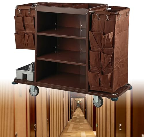 Städvagn, Städvagn Med 3 Hyllor, Traditionell Städvagn, Utrustad Med Rundsträckta Tysta Hjul, Mångsidig Design, Robust Och Hållbar