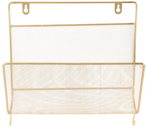 FIXOSHEE Wandhängendes Eisenregal Goldfarben Multifunktionaler Zeitschriftenständer mit Großem Fassungsvermögen für Büro und Homeoffice Stabiles Wand Aktenregal zur Wandmontage