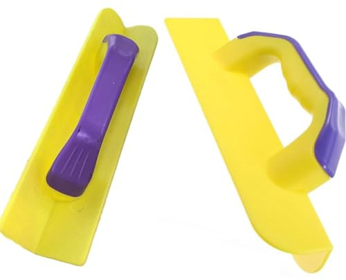 Tidevib Cazzuola angolare in plastica, per interni ed esterni, per fughe, 30 x 5,5 cm, giallo + viola