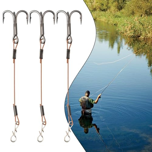 BildeeMait Lot de 3 hameçons triples en acier inoxydable pour pêche au brochet, perche, bar, dard de 3,5 à 5,5 cm