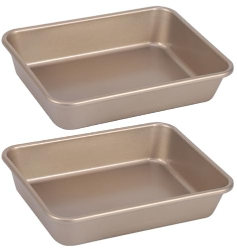 Moldes rectangulares para pasteles para hornear, 2 bandejas para horno de acero al carbono de 8, 5x6, 5 pulgadas, bandejas para hornear antiadherentes resistentes al calor, plato lavable para cocina
