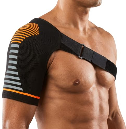 AUYAO Tutore Spalla Regolabile, Fascia Spalla con Tasca per Lussazioni, Tendiniti o Artrite, Tutore Supporto Fascia Leggero in Neoprene, per Dolori, Stiramenti, per Braccio Destro e Sinistro, L/XL