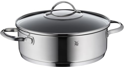 WMF Devil Schmorpfanne 24cm Induktion, Bräter, Schmortopf mit Deckel 5l, Cromargan Edelstahl beschichtet, backofenfest, hoher Rand