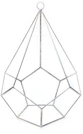 Terrario con forma de lágrima con lazo, maceta de cristal geométrico, maceta moderna, hecha a mano en Inglaterra (mediano, plata)