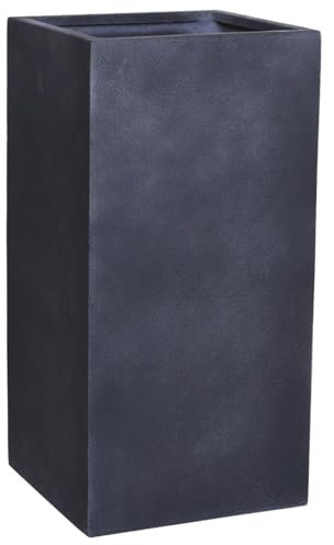 VIVANNO Bac à Fleurs en Fibre de Verre Aspect Pierre Bloc 80 cm de Haut, Anthracite
