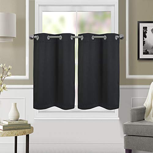 Dreamskull Tenda corta oscurante con occhielli, stile vintage, tenda per bistrò, per il soggiorno, moderna, altezza 90 cm, set da 2 pezzi