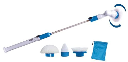 Hurricane Spin Scrubber - elektrische Reinigungsbürste mit Akku - rotierende Fugenbürste & Putzbürste für Bad, Dusche, Fliesen & Küche - Fliesenreiniger mit 3 Aufsätzen - Putzen ohne Kraftaufwand