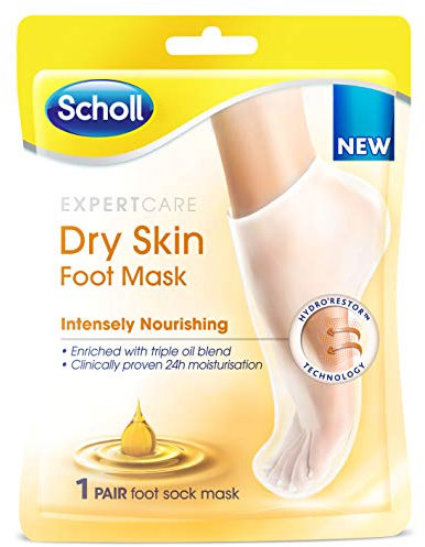 Dr. Scholl’s Intensely Nourishing Foot Moisturiser Mask for Extra Dry Skin - Soft & Smooth Feet in Only 20 Minutes, Triple Oil Blend with Avocado, Argan and Jojoba, Easy to Use, Non-Greasy, 1 Pair