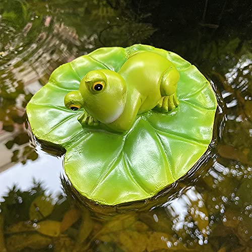 LONG-L Frosch Teichdekoration Schwimmtier, Miniteich Froschkönig Teichfigur Garten Deko,Floating Lotusblatt Aquarium Fisch Teich Seerose Pool Blatt Teichdekoration,C