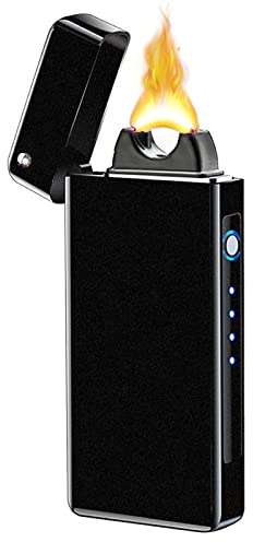 BABOBIU Accendino elettrico ad arco – ricaricabile tramite USB, al plasma, antivento, unico accendino con batteria aggiornata per candele, incenso, fuochi d'artificio (nero satinato)