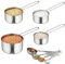 Relaxdays Messbecher und Messlöffel Set, 8-teilig, Edelstahl, US-Größen & ml-Angaben, Portionierlöffel mit Griff, Silber