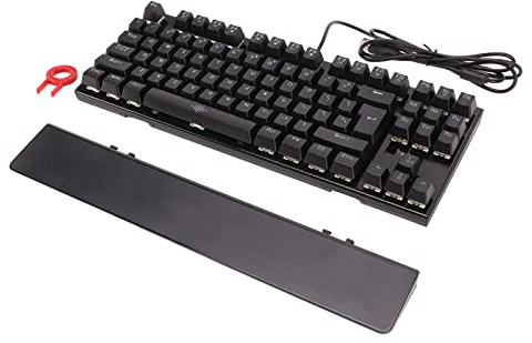 Cyrank Clavier De Jeu Mécanique, Clavier Filaire à Interrupteur Bleu 87 Touches Mécanique avec Repose-Poignet Clavier Mécanique Léger Coloré