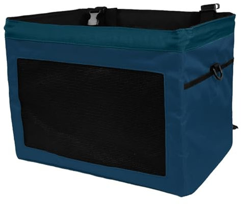 Hunde Fahrradkorb, Hundekorb Fahrrad Vorne, Hunde Autositz mit Sicherheitsseil, Zusammenklappbar, Abnehmbar, mit Schnellverschluss, Haustiere, Einkaufen, Pendler(Color:Blu