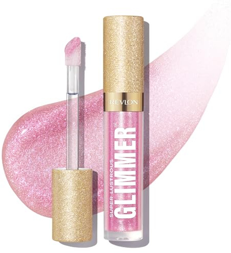 Revlon Super Lustrous Glimmer Gloss, Glitterato Idratante e Rimpolpante, Finish Ultra Lucido e Brillante, Formula a Base di Piante, 002 Pink Prisma, 3.8ml
