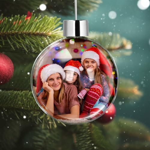 Adornos Navideños Personalizados, Colgante Navideño Personalizado con Foto y Texto, Bola Navidad Personalizada, Regalo y Original para Familia y Amigos, Ideal para Navideños y Decoraciones Hogareñas