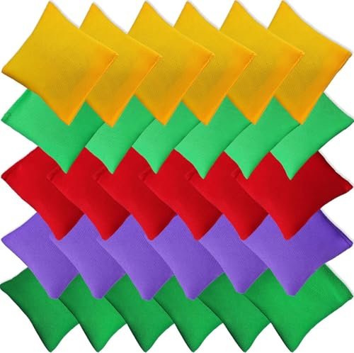 Tczecoo Cornhole - Confezione da 30 sacchetti per fagioli Cornhole, 7 x 7 cm, in nylon per lanciare lattine, sacchetti quadrati, borse colorate per bambini e adulti