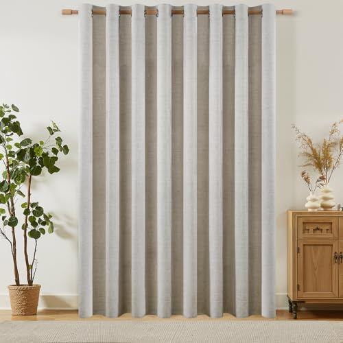 Softalker Cortinas con ojales de aspecto de lino, cortinas para salón, modernas, 300 cm, extraanchas, semitransparentes, 240 cm de alto, para dormitorio, separador de habitaciones, para barra de